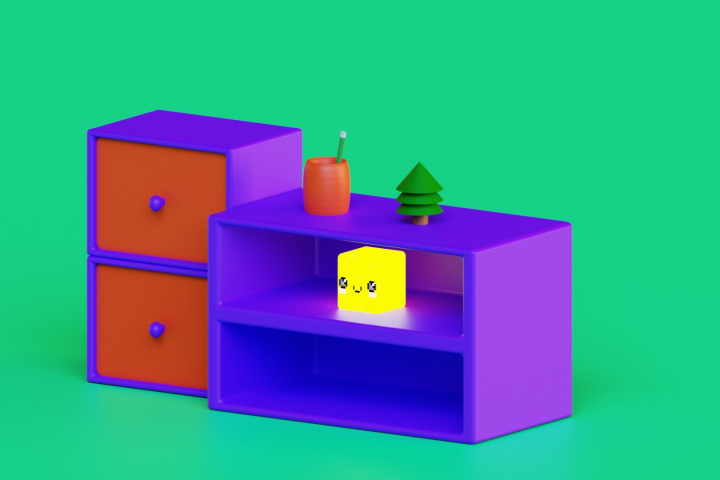 Минималистичные милые полки с ящиками 3д модель