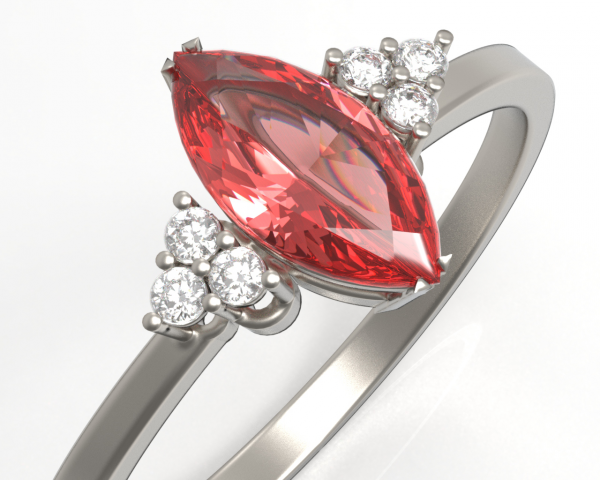 Ruby ring with diamonds
