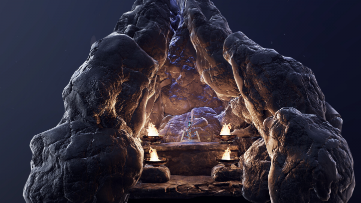 Floating stones in the cave
