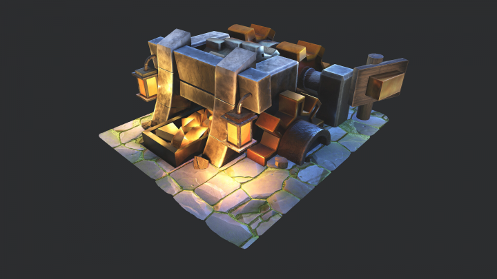 Stylized Gold mine upgrade levels