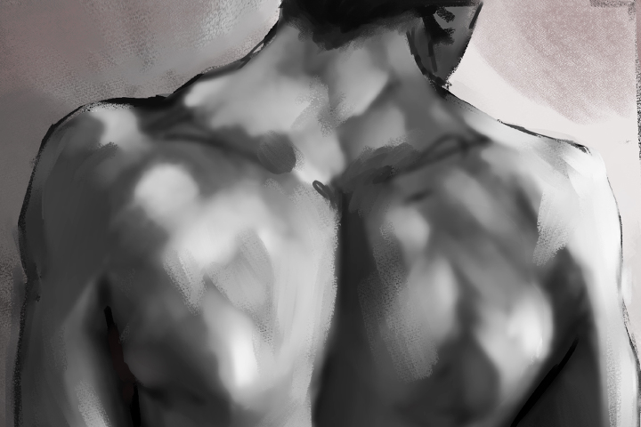 рисунок парня в реализме