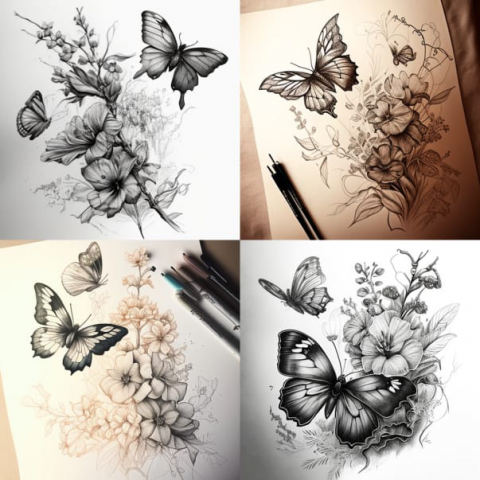 Эскизы бабочек