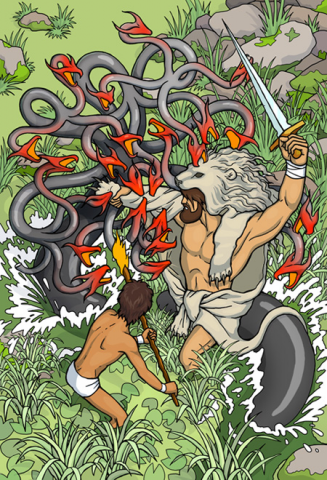 Геракл побеждает Лернейскую гидру