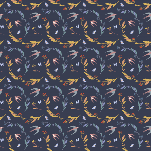 Bird`s seamless pattern with dark background