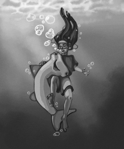 "Неожиданный питомец" из серии иллюстраций "Подводная станция"