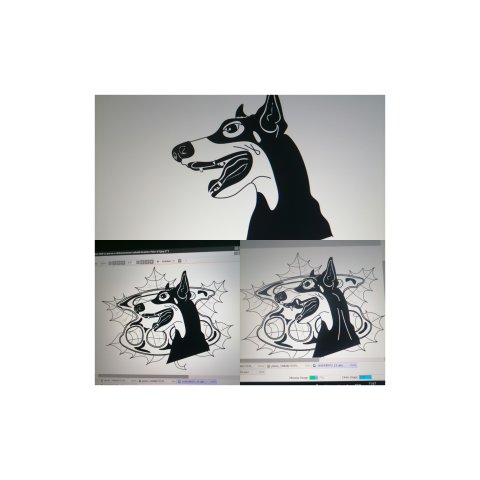 Принт, эскиз доберман