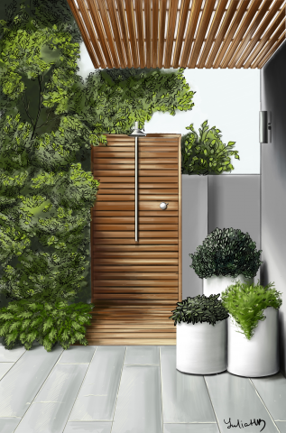 Эскиз душевой под открытым небом