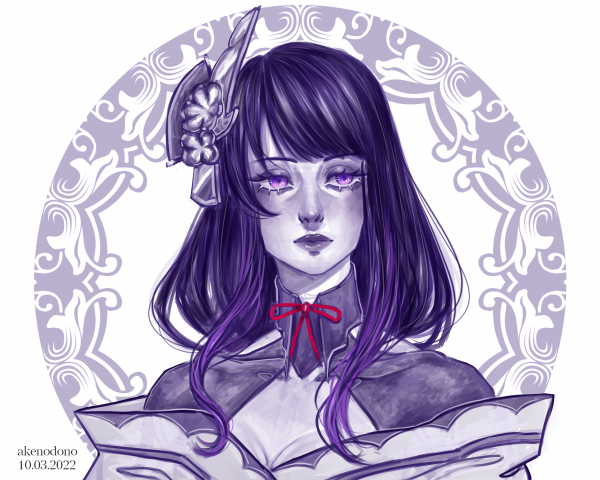 Скетч Райден из Геншин Импакт.