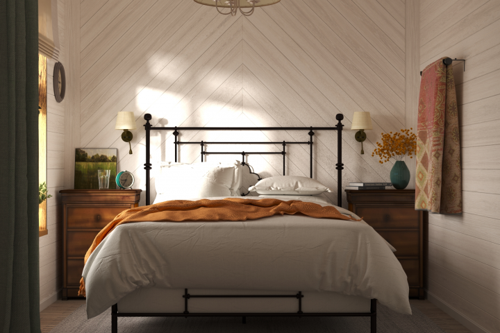 Спальня родителей в загородном доме
