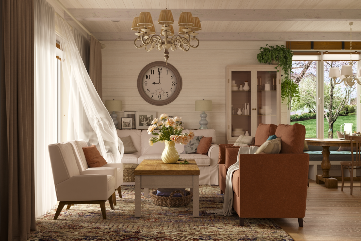 Гостиная в загородном доме