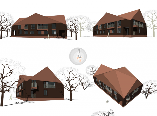 Экстерьер коттеджа в графическом стиле.