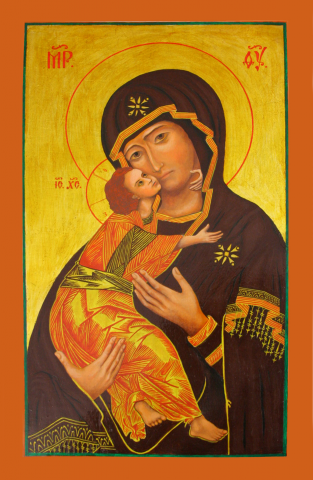 Владимирская  богоматерь, икона, копия. Авторская работа