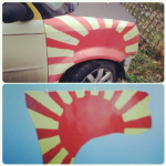 Винилография на крыло автомобиля из пленки.