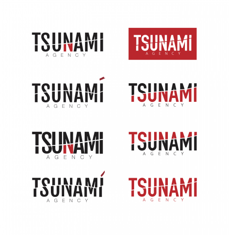 Вариации логотипа для модельного агенства TSUNAMI agency