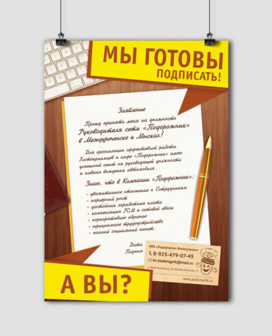 Листовки по поиску персонала в сеть кофеен
