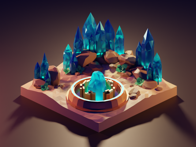 Долина кристаллов, low-poly