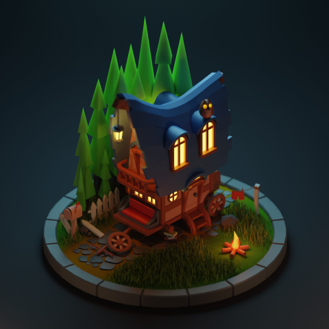 Карета, mid-poly