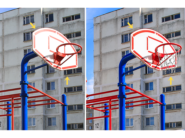 Часть фото. Добавление баскетбольной сетки и удаление засветов