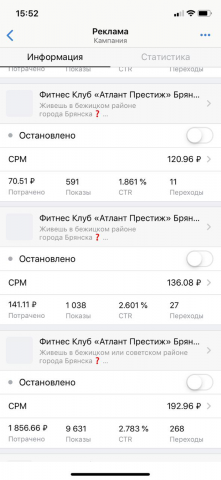 Пример по таргету продажа услуг фитнес центра