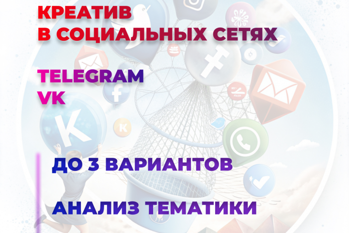 Пост для рекламы в социальных сетях telegram и VK, креативы и те