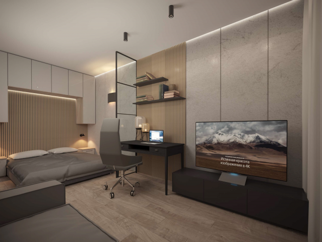 Интерьер гостиной-спальни