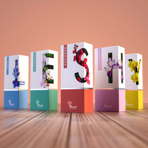 Дизайн упаковки для серии парфюмерии V-element