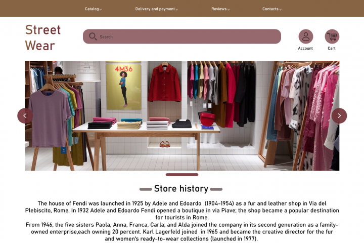Landing Page for Street Wear shop