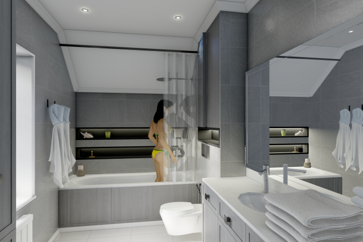 Ванная комната на мансарде.