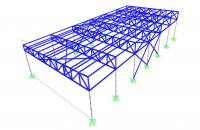 Расчетная модель металлического каркаса склада в ПК Sap 2000