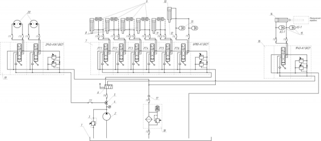 Гидравлическая схема сваебойной машины