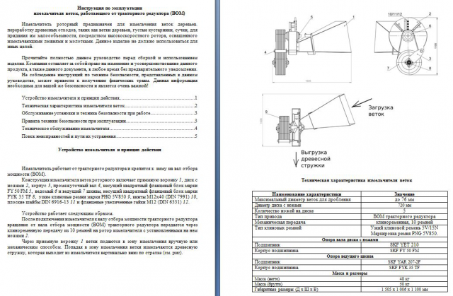 Инструкция по эксплуатации измельчителя веток (стр. 1-2)