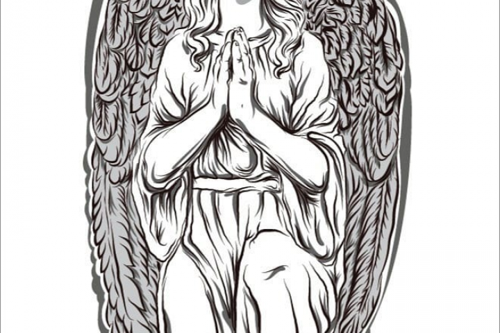 отрисовка с фото статуи для тиснения в 2 цвета