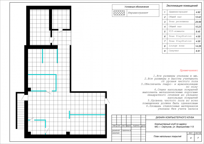 План напольных покрытий