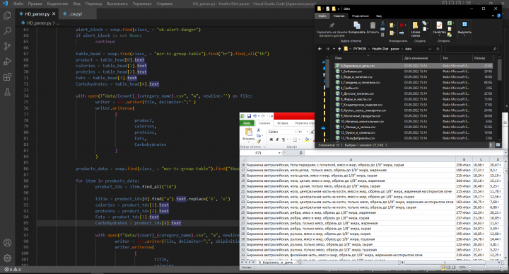 Парсер сайта Health Diet
