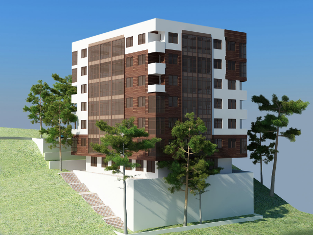 Многоквартирный дом. Архитектура, 3D.