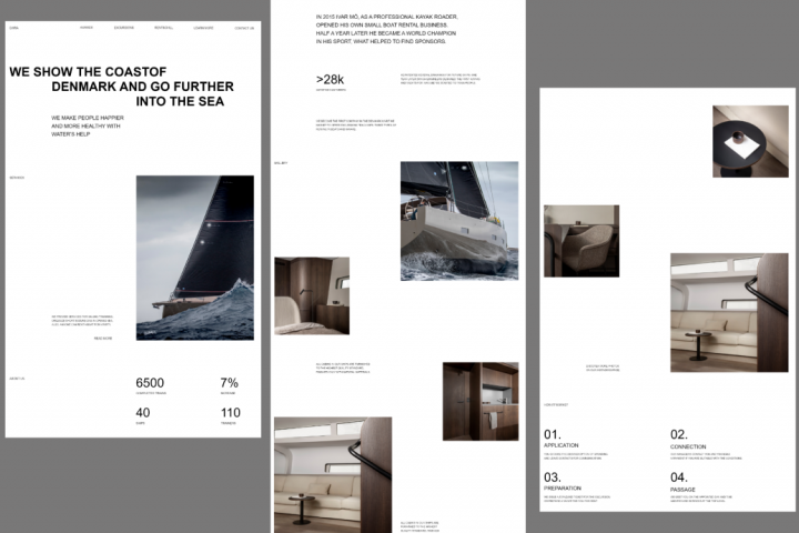 Верстка сайта посвященного яхтклубу