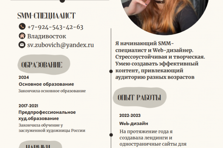 Резюме SMM-специалист