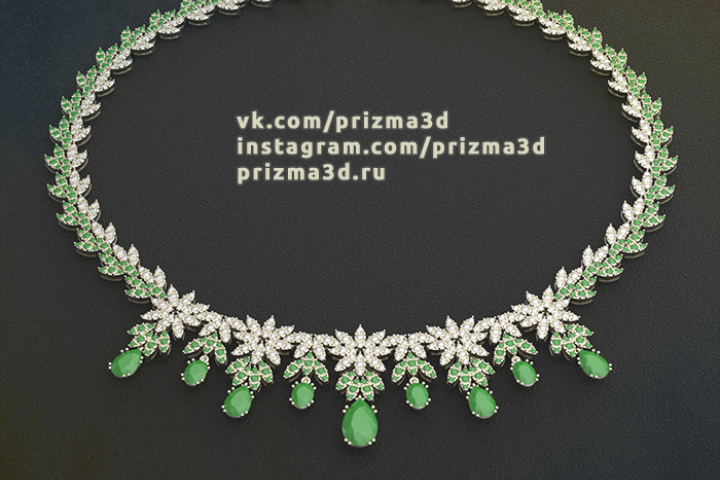3D-моделирование - Колье из белого золота
