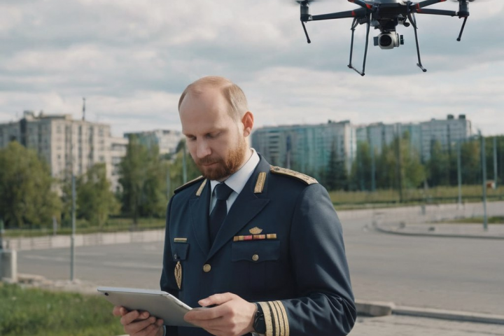 Генерал управляет дроном