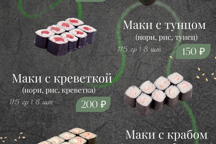 Разработка меню для кафе