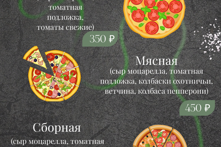 Разработка меню для кафе