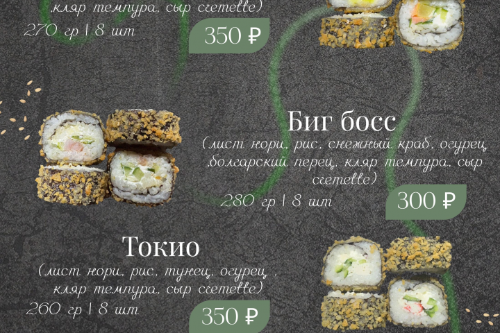 Разработка меню для кафе