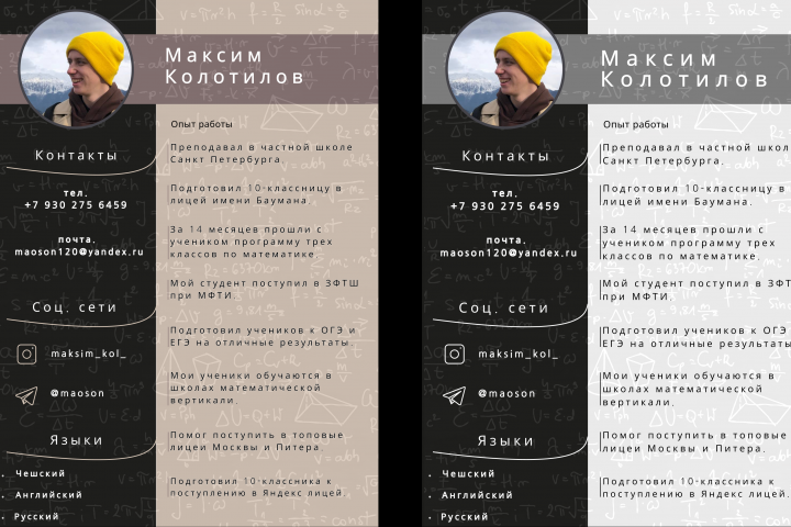 Разработка анкеты-резюме для удаленного учителя