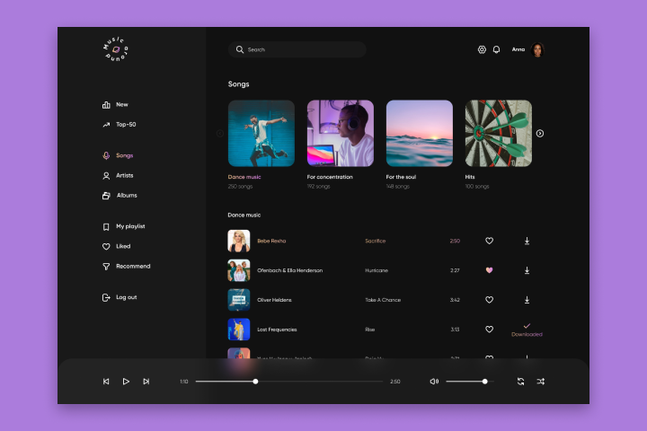 Music dashboard