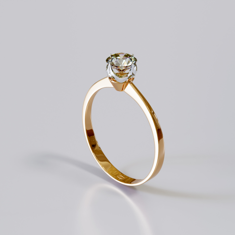 классическое кольцо с бриллиантом