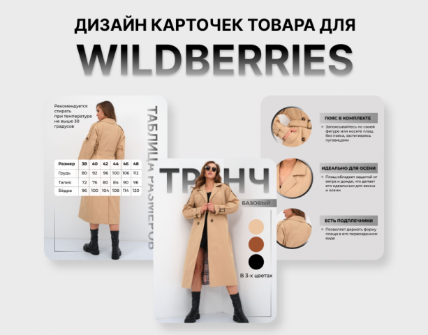 Инфографика для Wildberries, OZON. Дизайн карточек