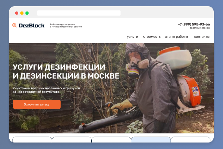 Сайт для компании по услугам дезинфекции
