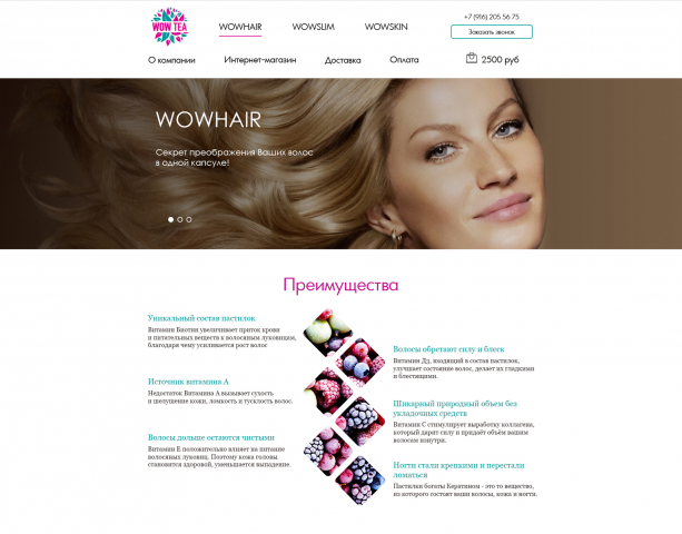 Landing page "WoW Hair"