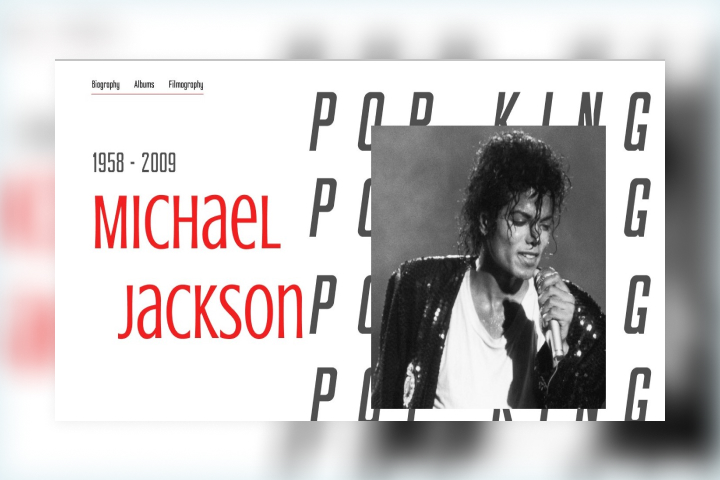 Landing Page в память о Michael Jackson