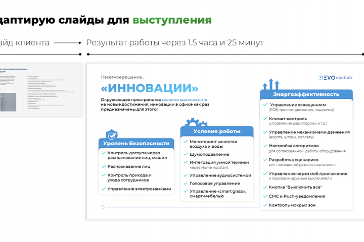 Адаптация под выступление